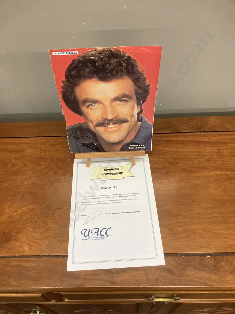 Tom Selleck "Magnum P.I" Signed TV Tattle-Tales Magazine Picture With Authentication. 27 x 21cm Image 1++